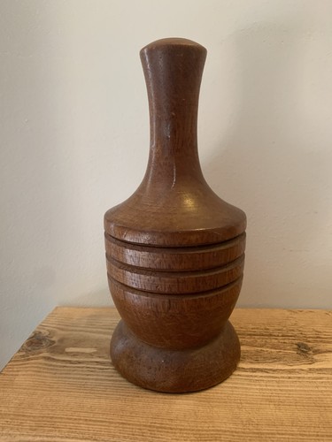 Vintage wooden turned lamp - turned,