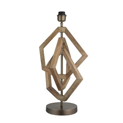 Brass finish wooden table lamp - finish,