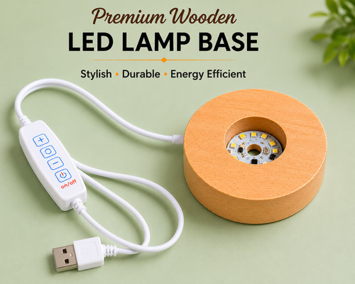 Led lamp wooden base premium - lamp,