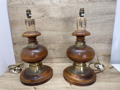 Vintage pair rustic turned - pair,