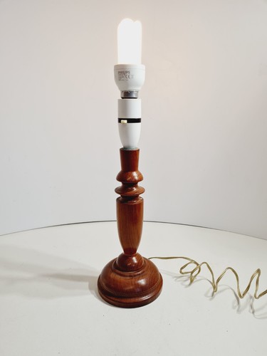 Vintage turned wooden lamp - vintage,
